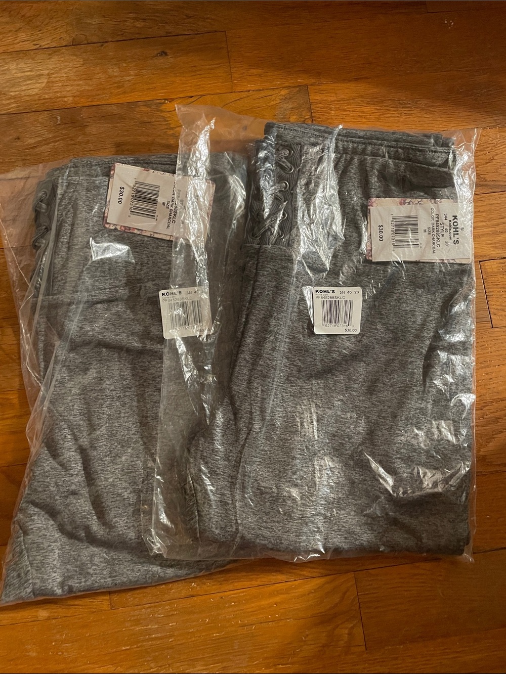 Kohl's Pink Republic Lace Detail Heather Gray Leggings NWT Size M